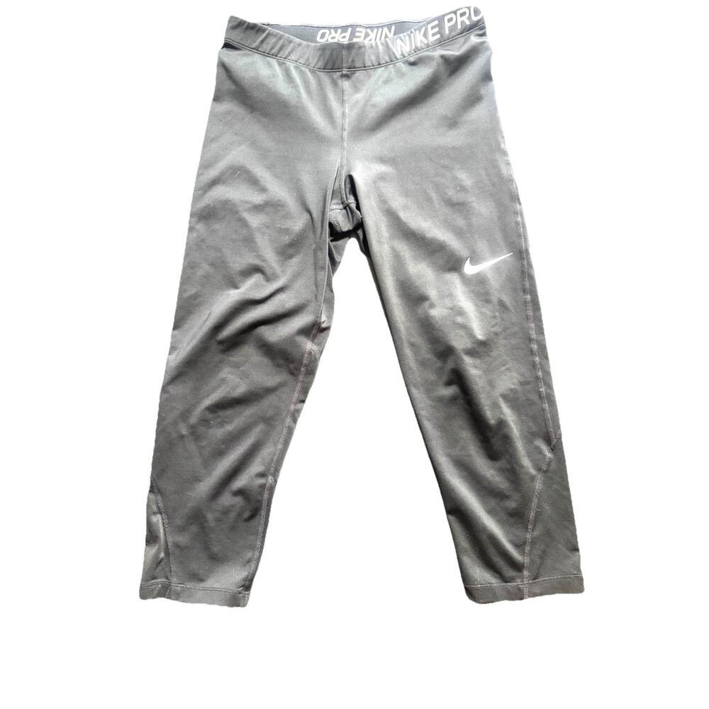 Nike Pro Black Cropped Training Running Capri Dri Fit Women’s L